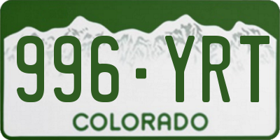 CO license plate 996YRT