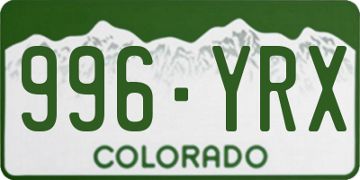 CO license plate 996YRX