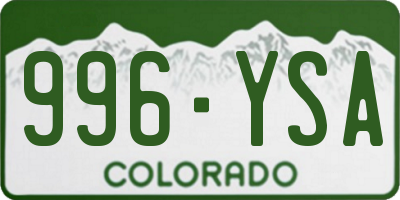 CO license plate 996YSA