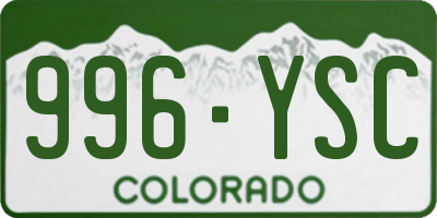 CO license plate 996YSC