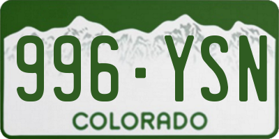 CO license plate 996YSN