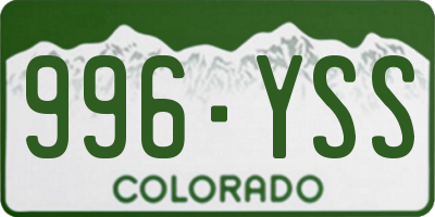 CO license plate 996YSS