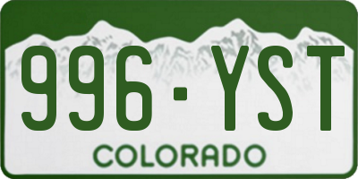 CO license plate 996YST
