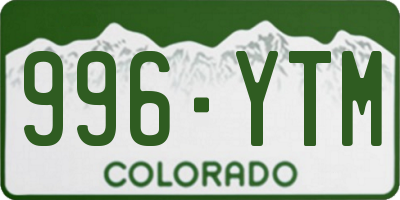 CO license plate 996YTM