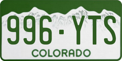 CO license plate 996YTS