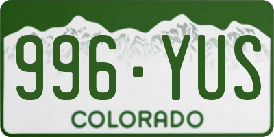 CO license plate 996YUS