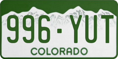 CO license plate 996YUT
