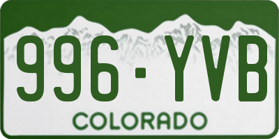 CO license plate 996YVB
