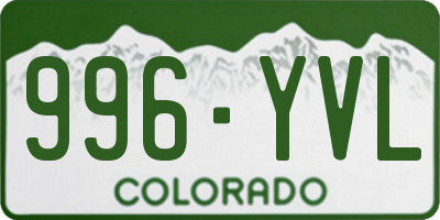 CO license plate 996YVL