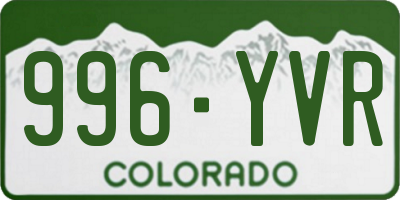 CO license plate 996YVR
