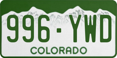 CO license plate 996YWD