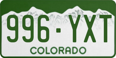 CO license plate 996YXT