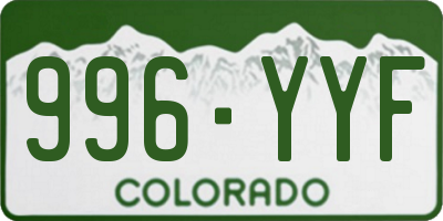 CO license plate 996YYF