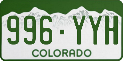 CO license plate 996YYH