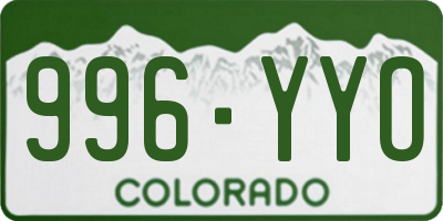 CO license plate 996YYO