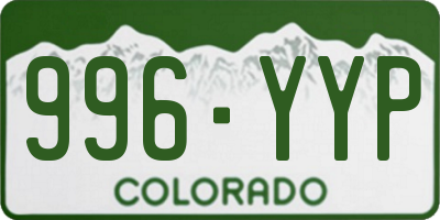 CO license plate 996YYP