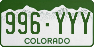 CO license plate 996YYY