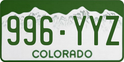 CO license plate 996YYZ