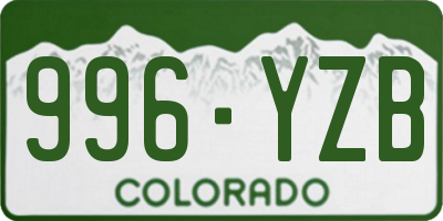 CO license plate 996YZB