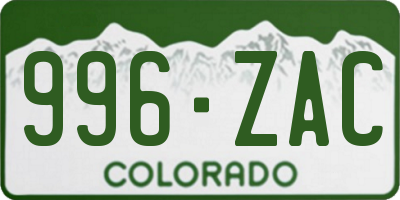 CO license plate 996ZAC