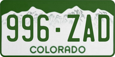 CO license plate 996ZAD