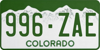 CO license plate 996ZAE