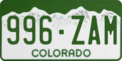 CO license plate 996ZAM