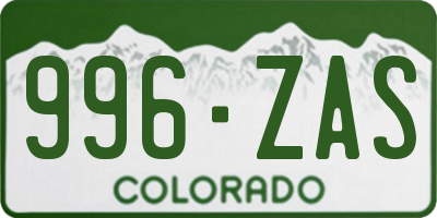 CO license plate 996ZAS