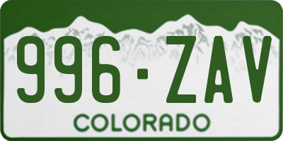 CO license plate 996ZAV