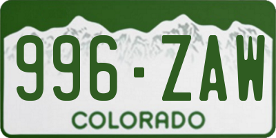 CO license plate 996ZAW