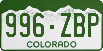 CO license plate 996ZBP
