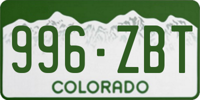 CO license plate 996ZBT