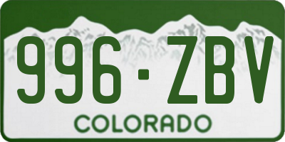 CO license plate 996ZBV