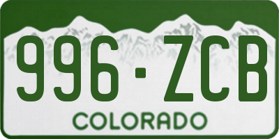 CO license plate 996ZCB