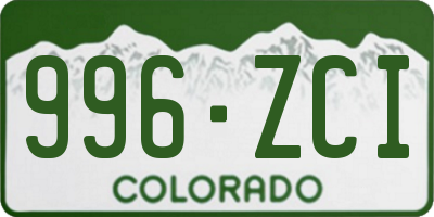 CO license plate 996ZCI