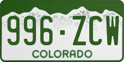CO license plate 996ZCW