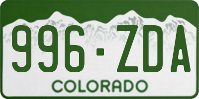 CO license plate 996ZDA