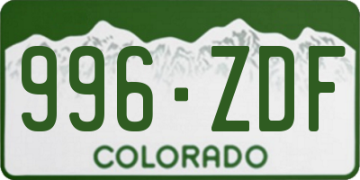 CO license plate 996ZDF