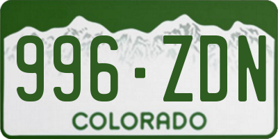 CO license plate 996ZDN