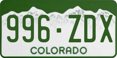 CO license plate 996ZDX