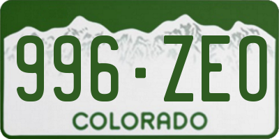 CO license plate 996ZEO