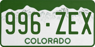 CO license plate 996ZEX