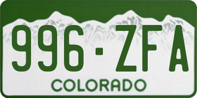 CO license plate 996ZFA
