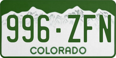 CO license plate 996ZFN