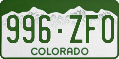 CO license plate 996ZFO