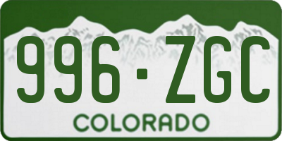 CO license plate 996ZGC