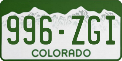 CO license plate 996ZGI