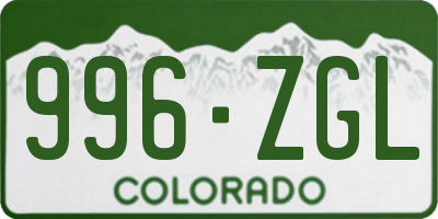 CO license plate 996ZGL