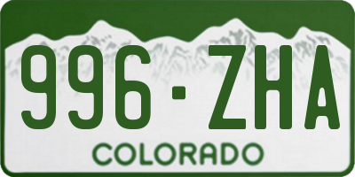 CO license plate 996ZHA