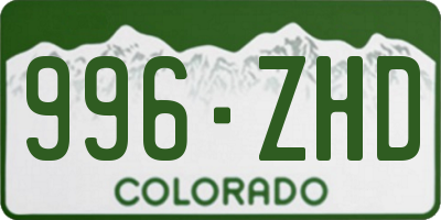 CO license plate 996ZHD